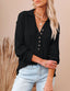 Womens Long Sleeve Polo Shirts Collared Button Down Ribbed Knit Tops Solid Tees