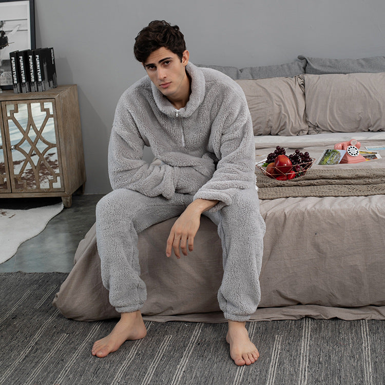Men'S Zip Collar Coral Fleece Pajama Set Main image