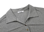 Womens Long Sleeve Polo Shirts Collared Button Down Ribbed Knit Tops Solid Tees