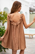 Women's Summer Loose Solid Color Fungus Edge Super Fairy Forest Dress