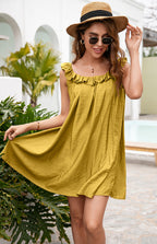Women's Summer Loose Solid Color Fungus Edge Super Fairy Forest Dress